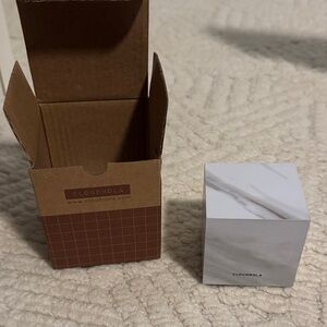Marble Cube Desk Clock - White